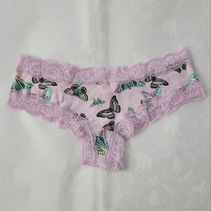 π₯πNWT PINK Victoria's Secret Cheeky panties butterfly lace purple lilac